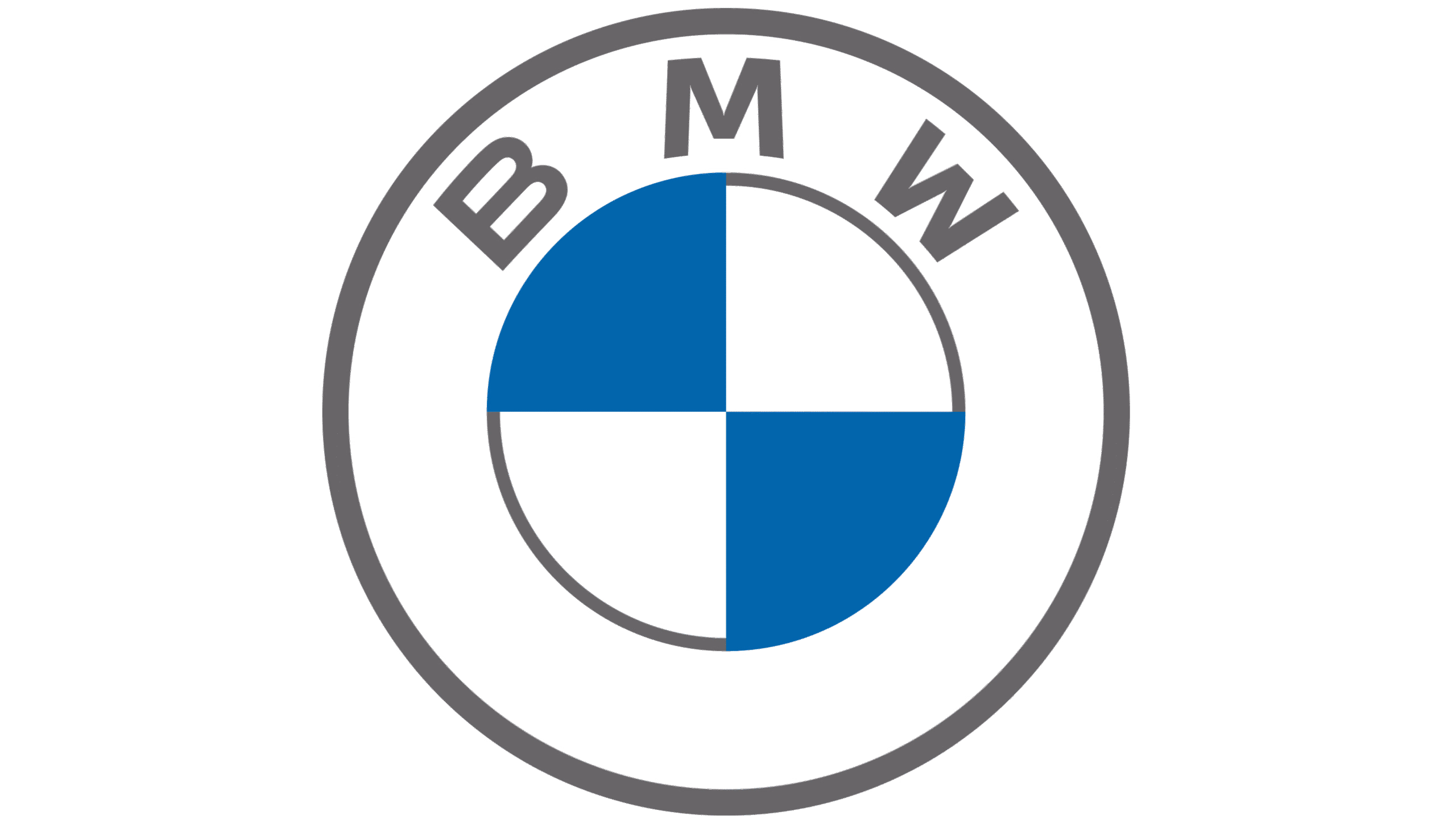 Logo BMW z niebiesko-białą szachownicą w szarej okrągłej ramce