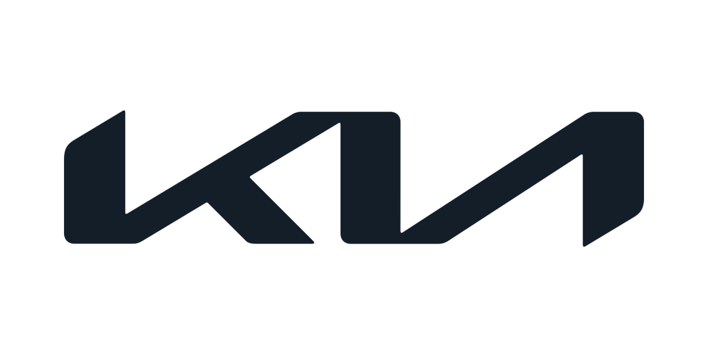 Ciemne logo Kia na białym tle