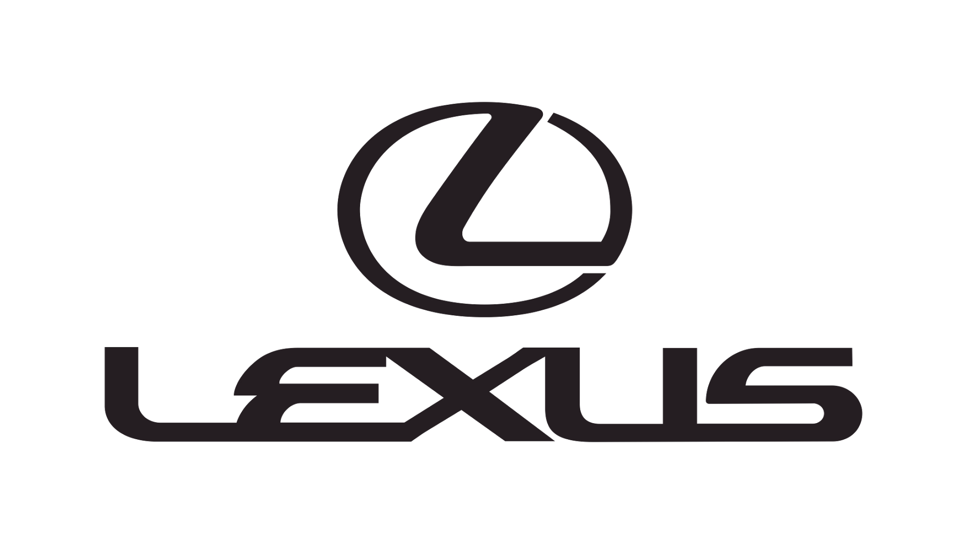 Czarne logo Lexus z emblematem i napisem marki na białym tle