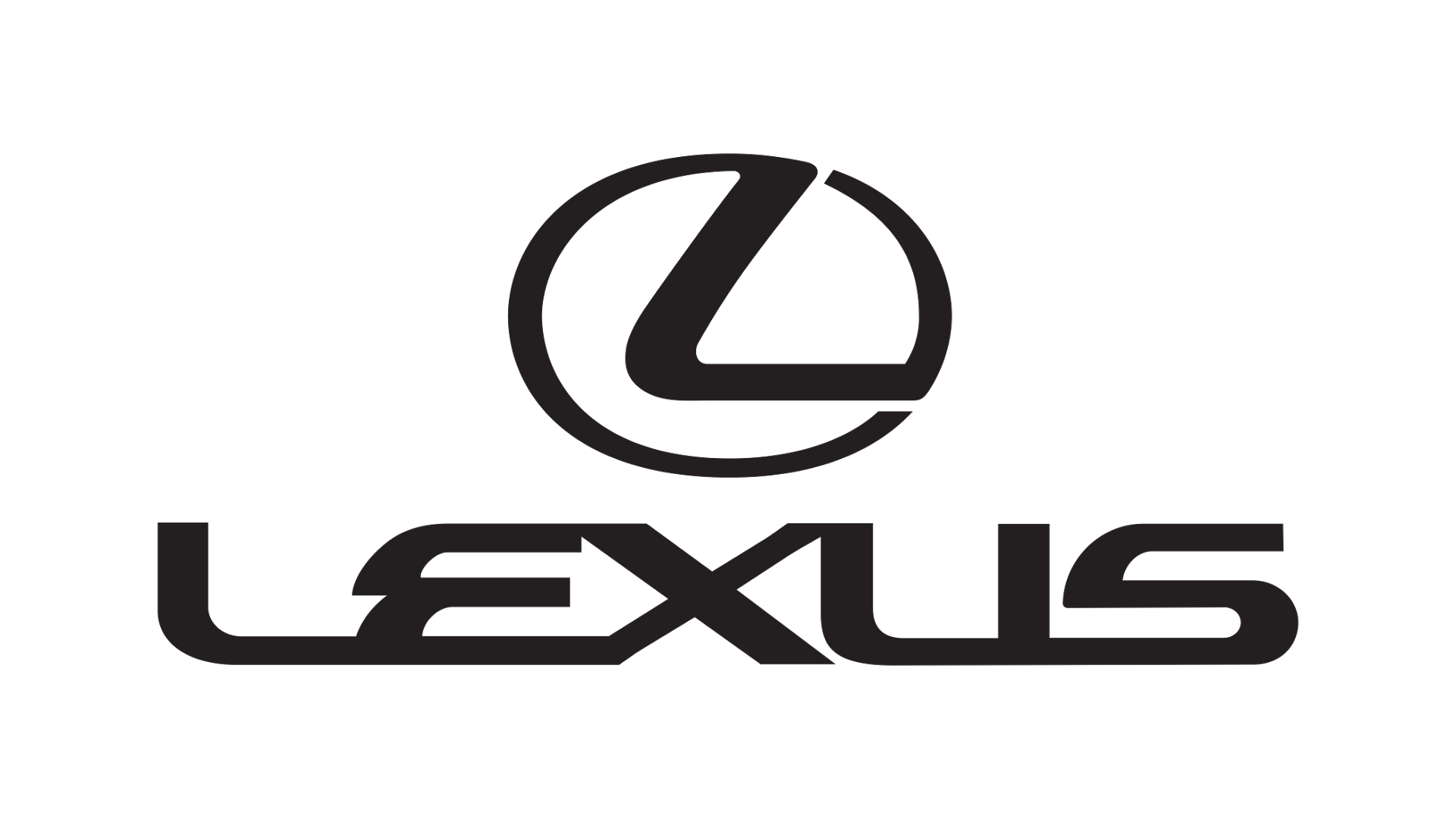 Czarne logo Lexus z emblematem i napisem marki na białym tle
