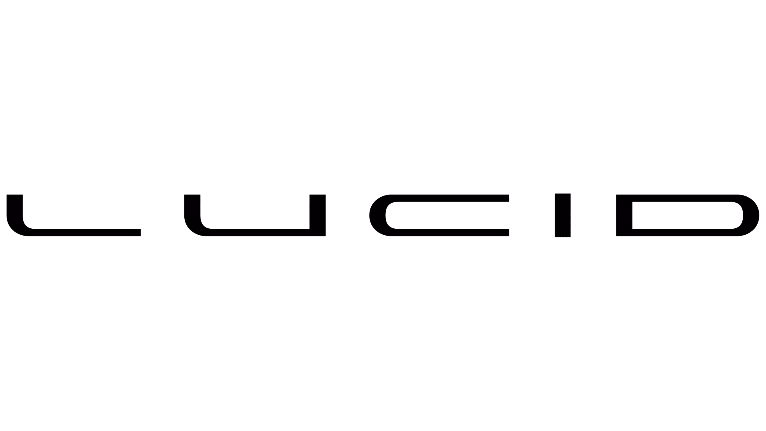 Czarny napis LUCID w minimalistycznym stylu na białym tle