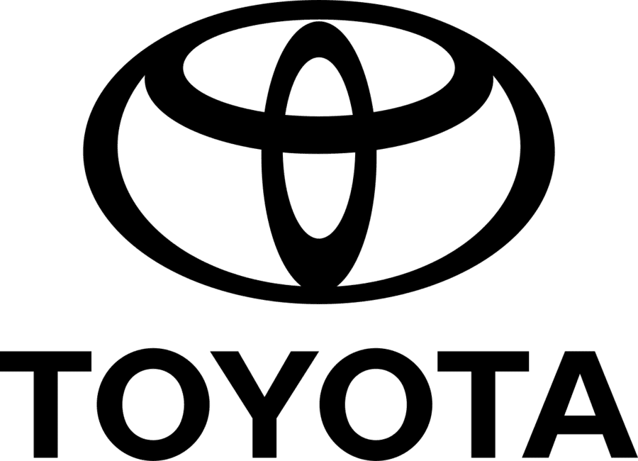 Czarne logo Toyota z emblematem i napisem marki na przezroczystym tle